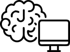 Brain and Computer concept as A brain next to a computer with ample copy space representing digital thinking and technology. in Photo Stock Concept vector