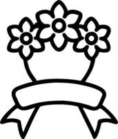 Bouquet and ribbon icon with blank area for customizable text concept as A creative depiction of a bouquet and ribbon icon featuring a blank area for customizabl vector