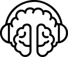 Brain and Headphones concept as A brain with headphones and ample copy space symbolizing listening and auditory thinking. in Photo Stock Concept vector