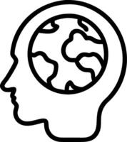 Brain and Globe concept as A brain with a globe and ample copy space representing global thinking and knowledge. in Photo Stock Concept vector