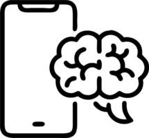 Brain and Mobile Phone concept as A brain next to a mobile phone with ample copy space representing connectivity and mobile thinking. in Photo Stock Concept vector