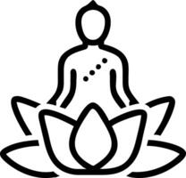 Buddha silhouette and lotus petals icon with copy space for spiritual ads concept as A modern Buddha silhouette and lotus petals icon design with generous copy s vector