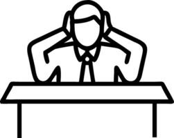 Businessman sitting alone at a conference table looking stressed concept as A businessman in formal attire sitting alone at a large conference table hands on his vector