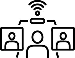 Business team in a hybrid meeting with onsite and remote participants concept as A business team in a conference room conducting a hybrid meeting with both onsit vector