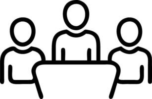 Business team having a meeting in a modern office concept as A illustration of a business team having a meeting in a modern office using a 3 color tone to vector