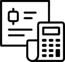 Calculator and financial document icon with space for text and graphics on a blue background concept as A modern calculator and financial document icon design fe vector