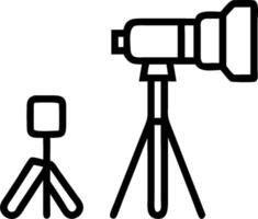 Camera Lens and Tripod concept as A camera lens next to a tripod with ample copy space symbolizing the essential tools of photography. in Photo Stock Concept vector