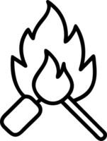 Campfire and marshmallow icon with copy space for camping ads concept as A modern campfire and marshmallow icon design with generous copy space perfect for enhan vector