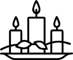 Candles and fall foliage centerpiece on a table with copy space. concept as A table featuring candles and fall foliage centerpiece creating a warm Thanksgiving a vector