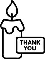 Candle and a thank you tag symbolizing gratitude and warmth with ample space for text. concept as A lit candle and a thank you tag representing gratitude and war vector