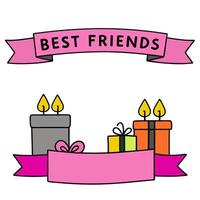 Candles and Gifts Border with Friendship Day Joy Wording concept as A delightful border frame featuring candles and gifts symbolizing the warmth and generosity o vector
