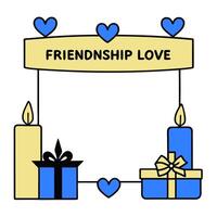 Candles and Gifts Border with Friendship Day Joy Wording concept as A delightful border frame featuring candles and gifts symbolizing the warmth and generosity o vector