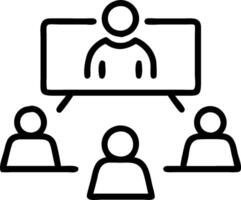 CEO conducting a hybrid board meeting concept as A CEO conducting a hybrid board meeting with executives both in the boardroom and joining remotely emphasizing l vector