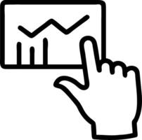 Chart and pointing hand icon with copy space on white background concept as A illustration of a chart and pointing hand icon with ample copy space on a wh vector