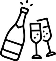 Champagne glasses and bottle icon with space for text on a blue background concept as A sleek champagne glasses and bottle icon with ample space for text on a bl vector