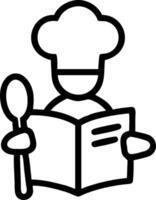 Chef with a cookbook and a golden spoon representing dreams of culinary success with space for writing. concept as A chef holding a cookbook and a golden spoon s vector