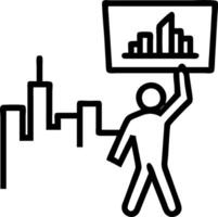 Climate Change Activist with Digital Banner and Protest in Urban Area concept as Long shot of a climate change activist holding a digital banner during a protest vector