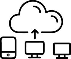 Cloud data synchronization with devices and cloud icons concept as illustration showing cloud data synchronization with various devices and cloud icons hi vector