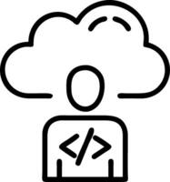 Cloud Software Developer Coding concept as A software developer codes new cloud based applications in a tech enhanced workspace. in Photo Stock Concept vector