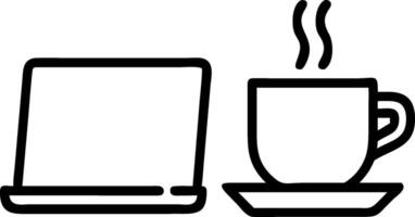 Coffee cup and a laptop symbolizing work cafe with ample space for text. concept as A coffee cup and a laptop representing the modern work cafe environment in re vector