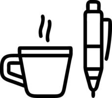 Coffee cup and a pen symbolizing cafe work environment with ample space for text. concept as A coffee cup and a pen representing the modern work environment in c vector