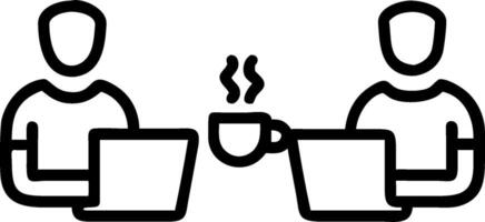 Collaborators with Laptops and Coffee Cups concept as Two collaborators working with laptops and holding coffee cups set against a dreamy background offering amp vector