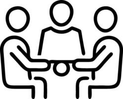 Colleagues working on a business proposal in a meeting concept as A illustration of colleagues working on a business proposal in a meeting using a 3 color vector