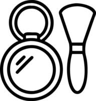 Compact powder and blush brush icon with copy space for cosmetic ads concept as A sleek compact powder and blush brush icon with generous copy space suitable for vector