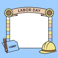 Construction Helmet and Blueprints Border with Honoring Labor Day Wording concept as A striking border frame featuring a construction helmet and blueprints symbo vector