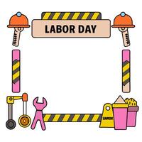 Construction Site and Tools Border with Labor Day Salute Wording concept as A detailed border frame featuring a construction site and various tools traditional s vector