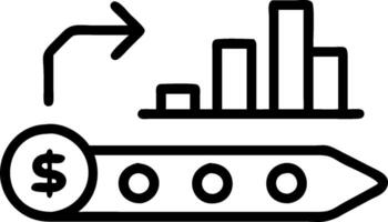 Conveyor belt and a financial efficiency chart symbolizing efficient financial flow in double exposure with copy space. concept as A conveyor belt blended with a vector