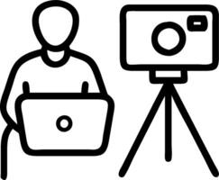 Content Creator with Camera and Laptop concept as A content creator using a camera and laptop set against a dreamy background offering ample space for text or gr vector