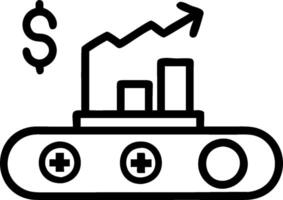 Conveyor system and a performance chart symbolizing warehouse performance optimization in double exposure with copy space. concept as A conveyor system blended w vector