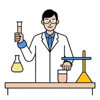 Cosmetic Chemist Conducting Stability Testing in Lab with Copy Space concept as Wide shot of a cosmetic chemist conducting stability testing in a high tech lab. vector