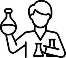 Cosmetic Chemist with Beakers and Lotion in Lab concept as Mid shot of a cosmetic chemist holding beakers and a lotion bottle in a lab. The background is filled vector