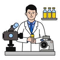Cosmetic Scientist Conducting Product Testing in Lab with Copy Space concept as Long shot of a cosmetic scientist conducting product testing in a high tech lab. vector