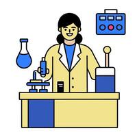 Cosmetic Scientist Conducting Product Testing in Lab with Copy Space concept as Long shot of a cosmetic scientist conducting product testing in a high tech lab. vector
