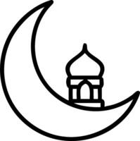 Crescent moon and mosque icon with ample space for text and graphics concept as An iconographic crescent moon and mosque design offering ample space for both tex vector