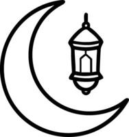 Crescent Moon and Lantern concept as Crescent moon with a lantern and ample copy space symbolizing the festive illumination and spiritual reflection of Eid Al Ad vector