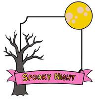 Creepy Tree and Full Moon Border with Spooky Night Wording concept as A spooky border frame featuring a creepy tree and a full moon perfect for Halloween celebra vector