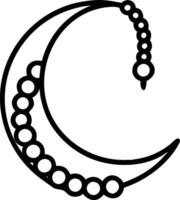 Crescent Moon and Prayer Beads concept as Crescent moon with prayer beads and ample copy space symbolizing the spiritual and reflective practices of Eid Al Adha. vector