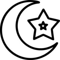 Crescent moon and star icon with copy space on white background concept as A illustration of a crescent moon and star icon with ample copy space on a whit vector
