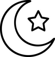 Crescent moon and star icon with copy space on white background concept as A illustration of a crescent moon and star icon with ample copy space on a whit vector