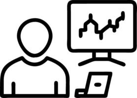 Crypto Trader Analyzing Market Sentiment concept as A crypto trader analyzes market sentiment using advanced software tools in a dynamic office environment. in P vector
