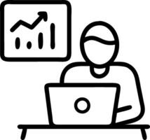 Data Scientist with Laptop and Financial Models in High Tech Lab concept as Long shot of a data scientist using a laptop and analyzing financial models in a high vector