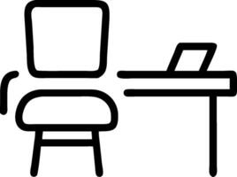 Desk and chair icon with copy space on white background concept as A illustration of a desk and chair icon with ample copy space on a white background ide vector