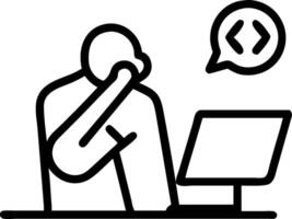 Developer looking at a failed software update appearing stressed concept as A developer in casual attire looking at a failed software update on his computer appe vector