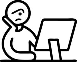 Developer looking at a failed software update appearing stressed concept as A developer in casual attire looking at a failed software update on his computer appe vector
