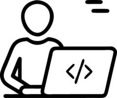 Developer with Code and Laptop concept as A developer writing code on a laptop set against a dreamy background offering ample space for text or graphics symboliz vector