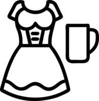 Dirndl Dress and Beer Mug concept as A traditional dirndl dress with a beer mug and ample copy space symbolizing the festive attire and beverages of Oktoberfest. vector